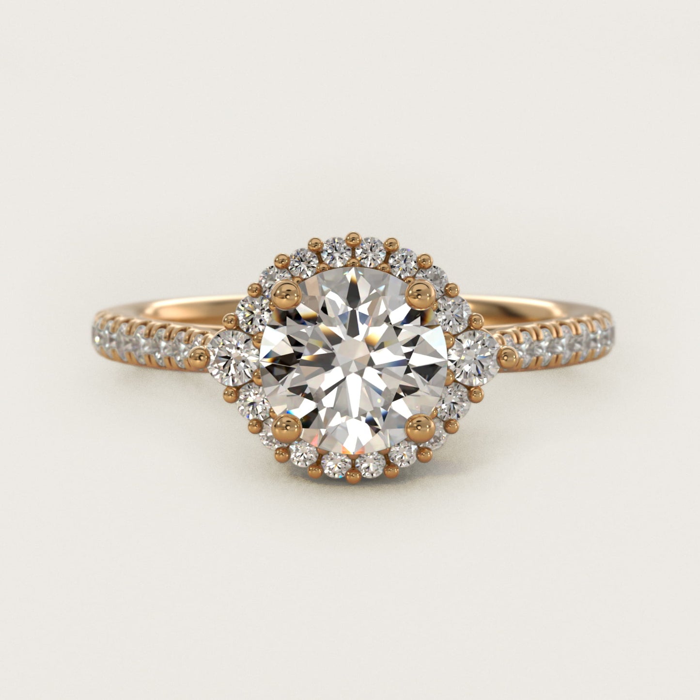 PavŽ Diamond Halo Cathedral Engagement Ring In 14K Yellow Gold By James Allen - Round Center