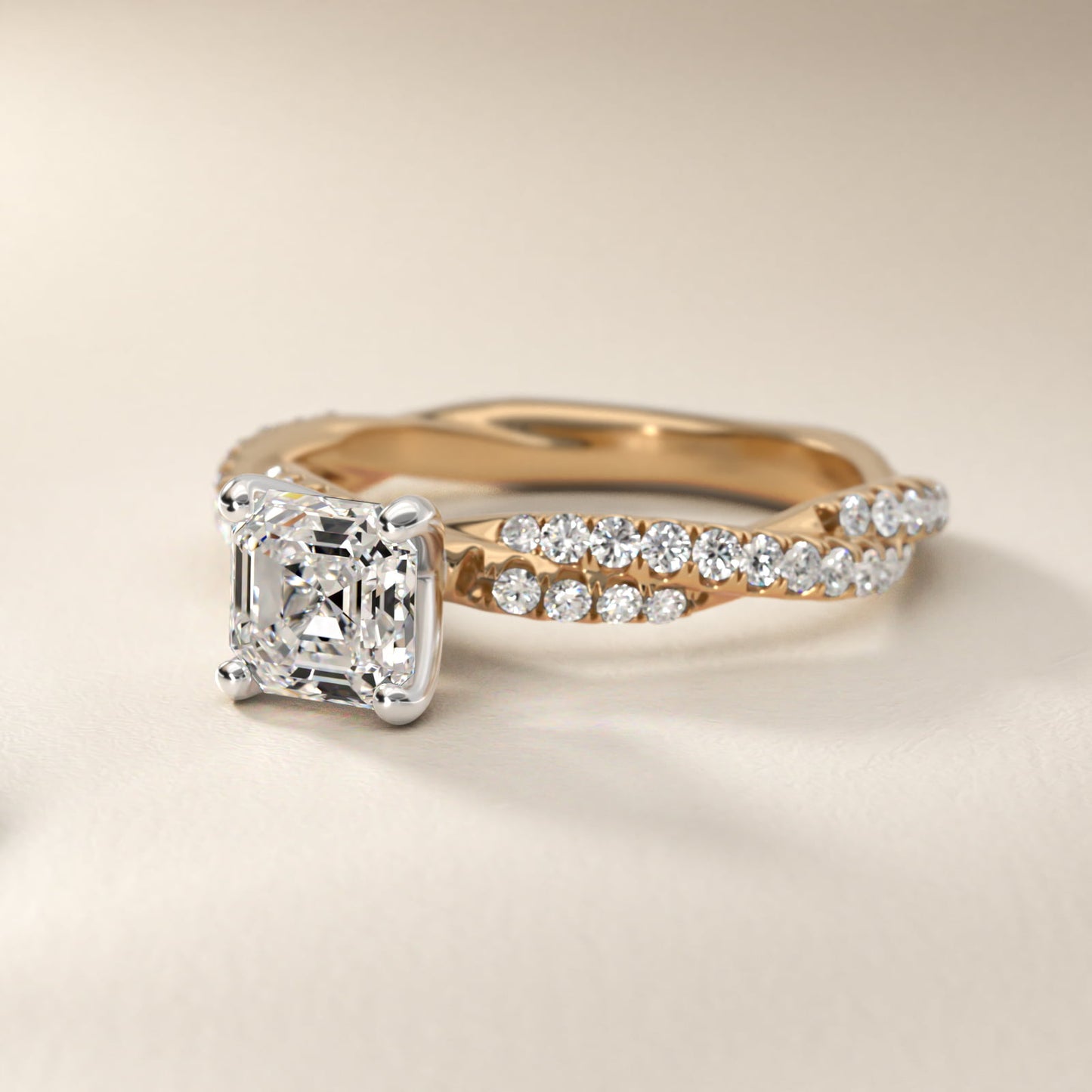 Pav? Twist Diamond Engagement Ring In 18k Yellow Gold By James Allen - Asscher Center
