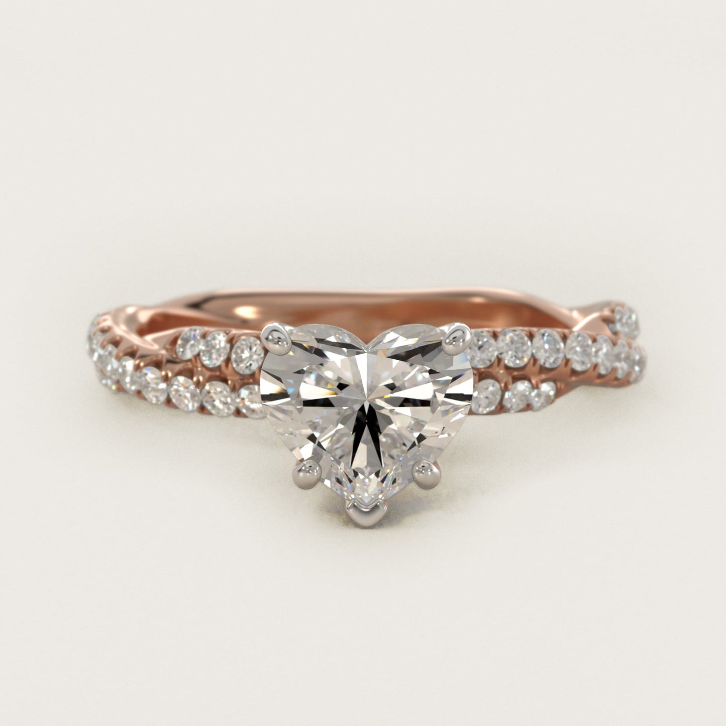 PavŽ Twist Diamond Engagement Ring In 14K Rose Gold By James Allen - Heart Center