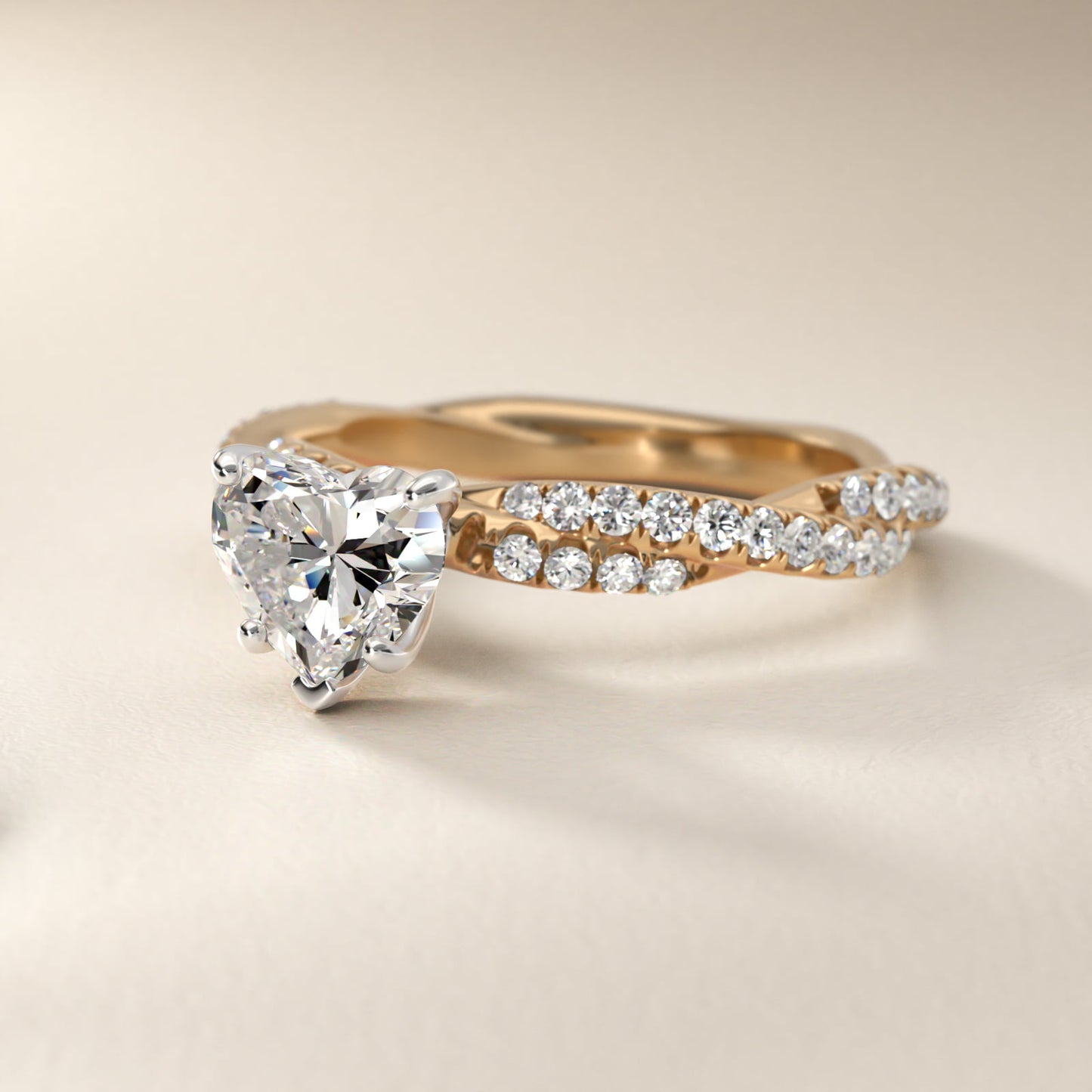 Pav? Twist Diamond Engagement Ring In 18k Yellow Gold By James Allen - Heart Center