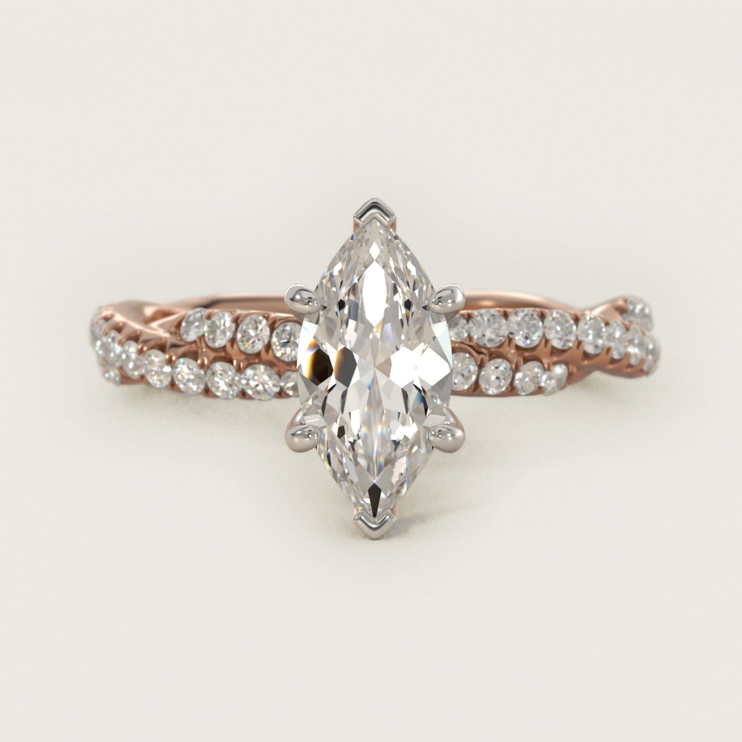 Pav? Twist Diamond Engagement Ring In 18k Rose Gold By James Allen - Marquise Center