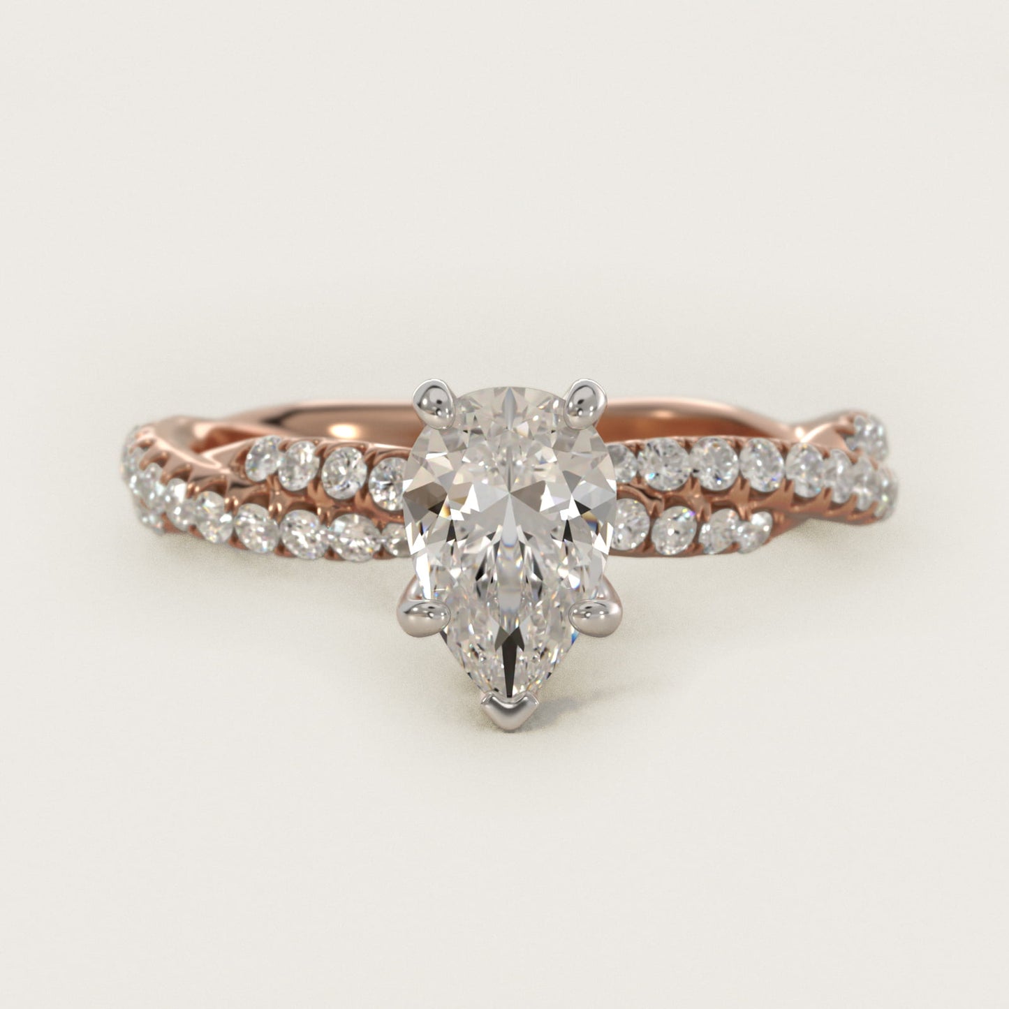 Pav? Twist Diamond Engagement Ring In 18k Rose Gold By James Allen - Pear Center