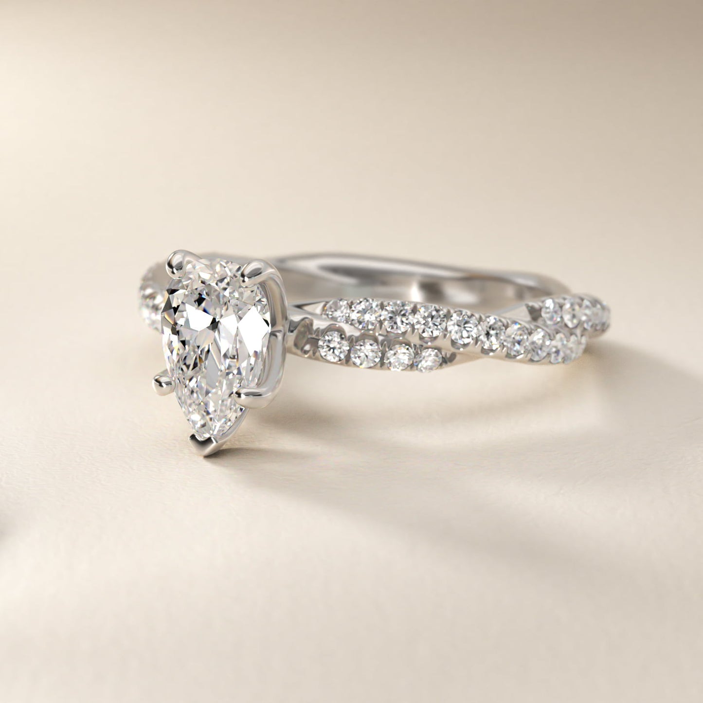 Pav? Twist Diamond Engagement Ring In Platinum By James Allen - Pear Center