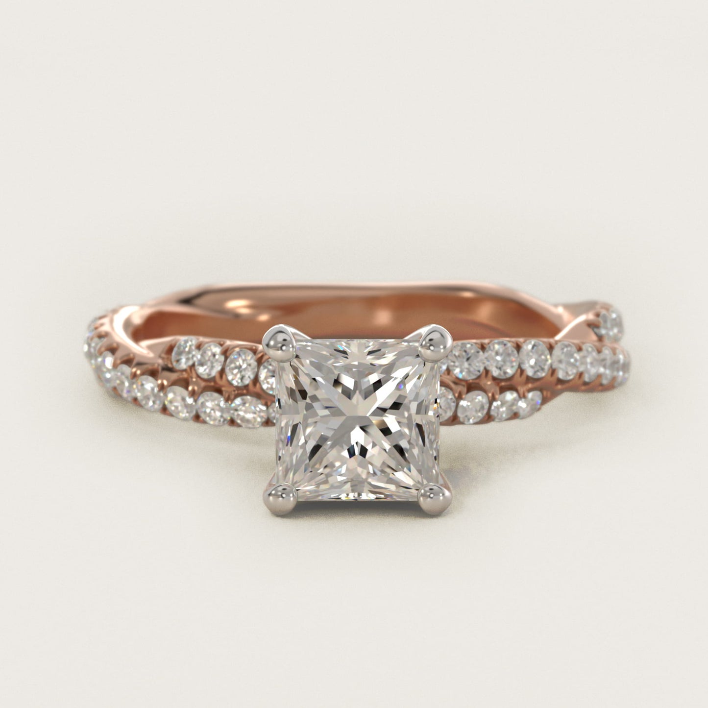 PavŽ Twist Diamond Engagement Ring In 14K Rose Gold By James Allen - Princess Center