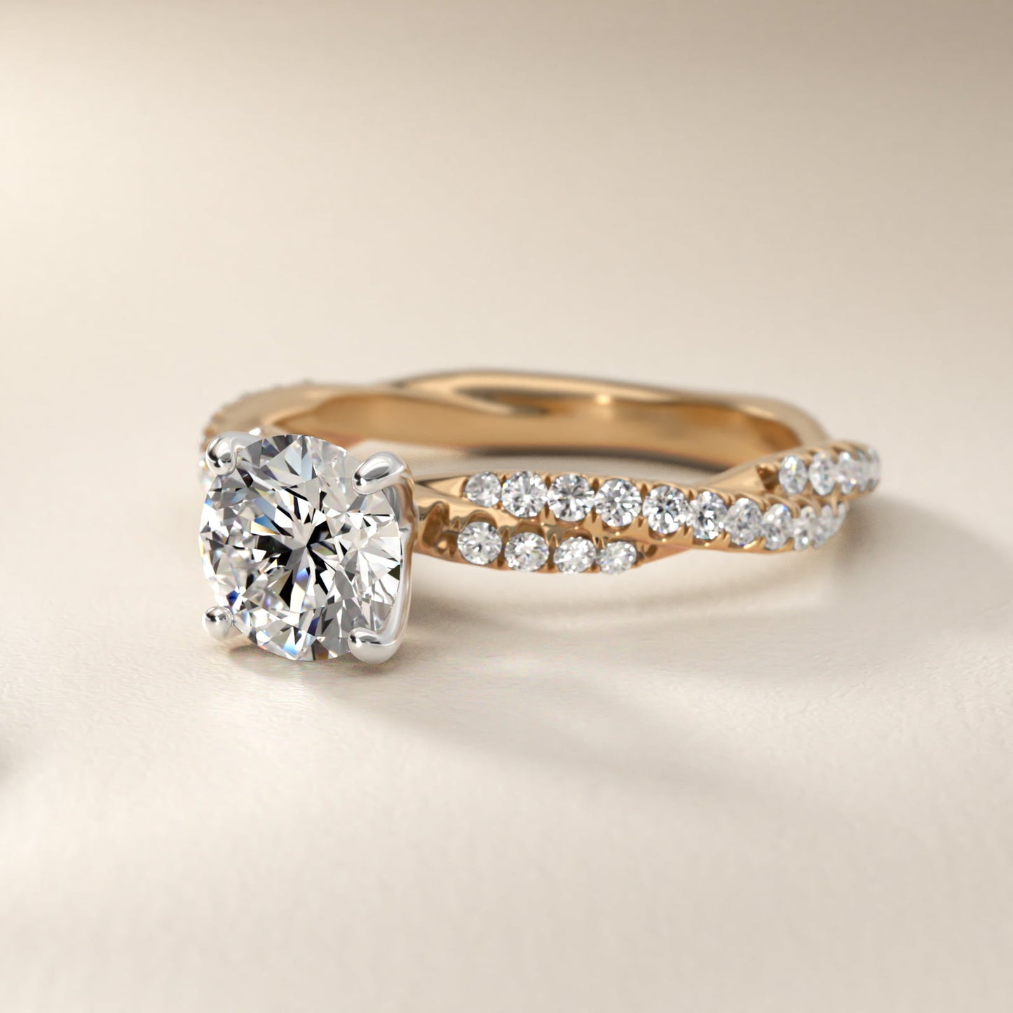 Pav? Twist Diamond Engagement Ring In 18k Yellow Gold By James Allen - Round Center