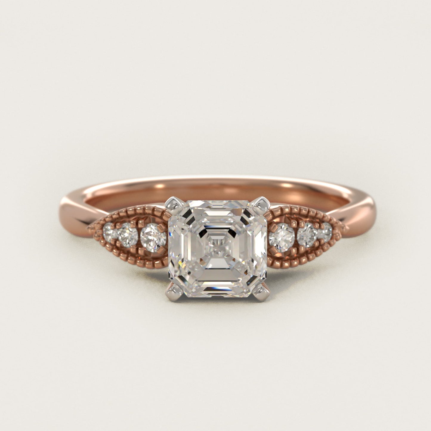 Pear-Shaped Diamond Detail Engagement Ring in 14k Rose Gold - Asscher Center