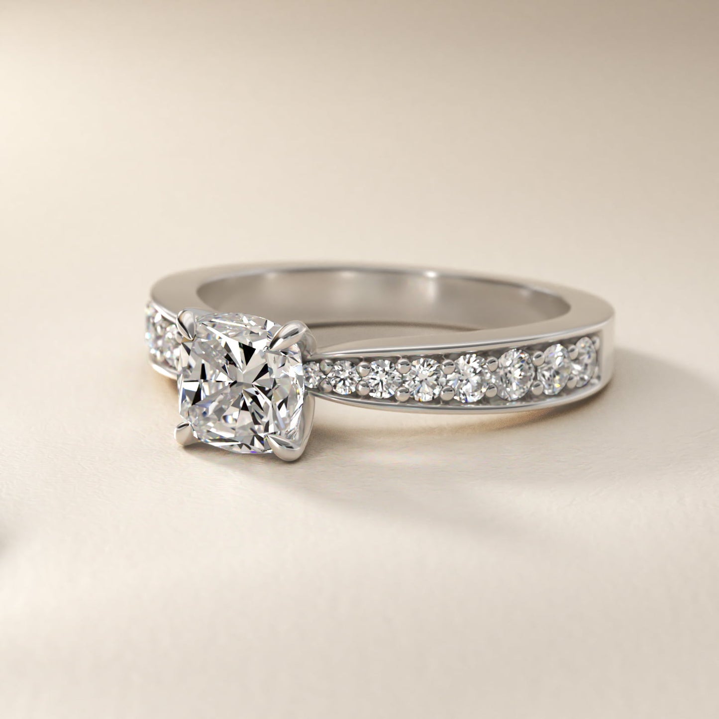 Perfect PavŽ Diamond Engagement Ring In 18k White Gold By James Allen - Cushion Center