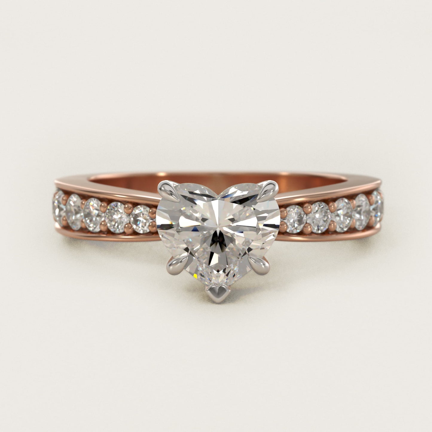 Perfect PavŽ Diamond Engagement Ring In 14K Rose Gold By James Allen - Heart Center