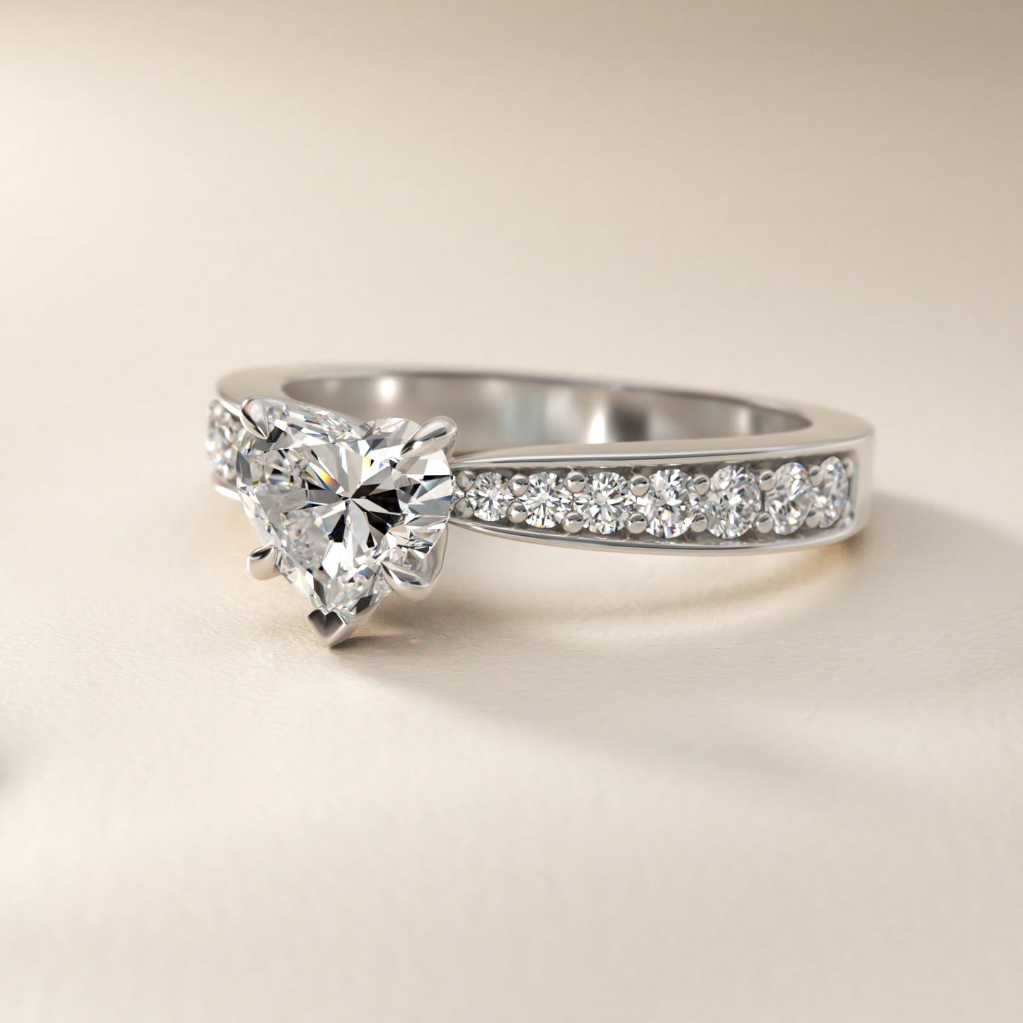 Perfect PavŽ Diamond Engagement Ring In 18k White Gold By James Allen - Heart Center