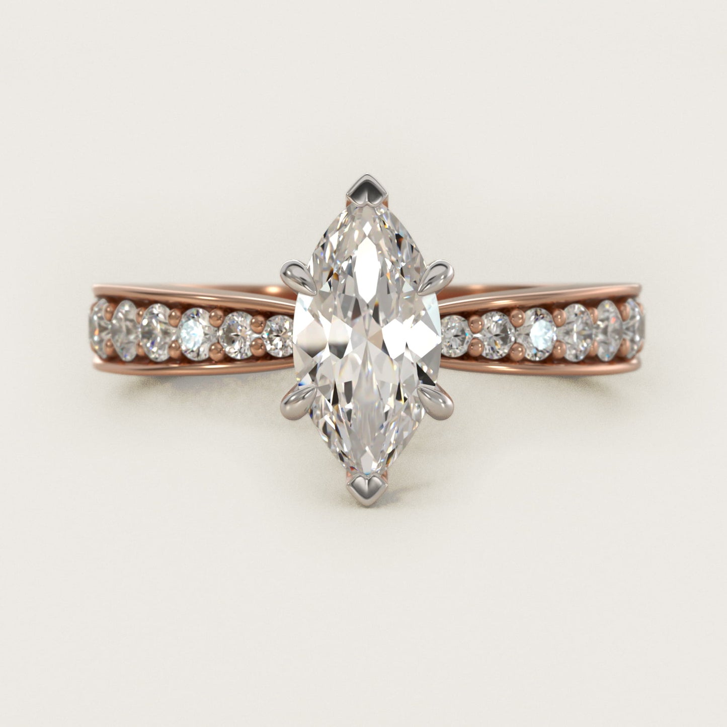 Perfect PavŽ Diamond Engagement Ring In 18k Rose Gold By James Allen - Marquise Center