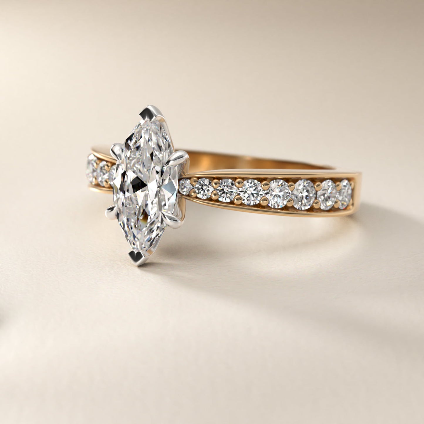 Perfect PavŽ Diamond Engagement Ring In 18k Yellow Gold By James Allen - Marquise Center