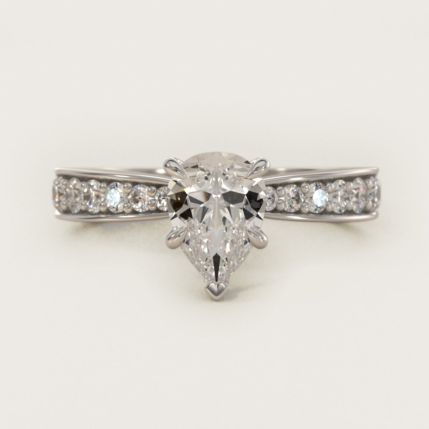 Perfect PavŽ Diamond Engagement Ring In Platinum By James Allen - Pear Center