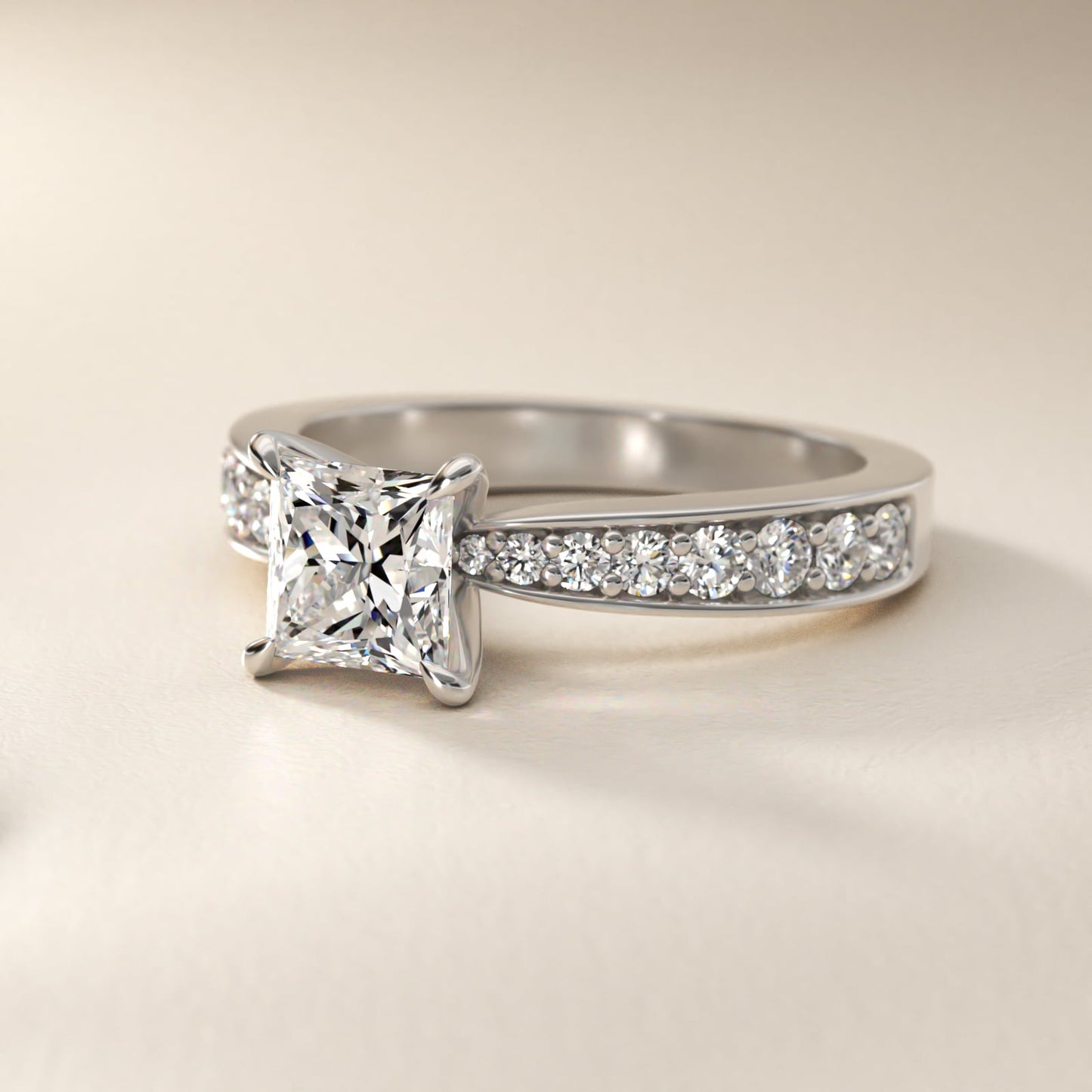 Perfect PavŽ Diamond Engagement Ring In 14K White Gold By James Allen - Princess Center