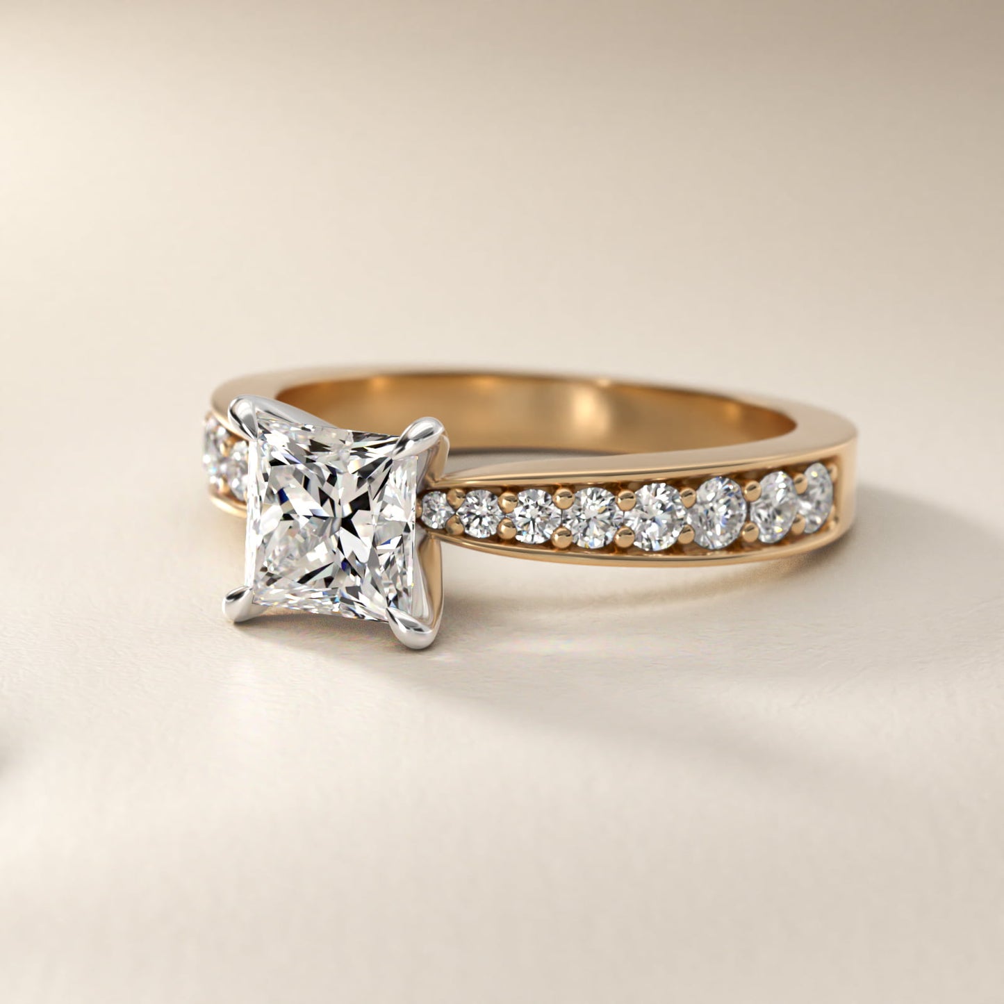 Perfect PavŽ Diamond Engagement Ring In 18k Yellow Gold By James Allen - Princess Center