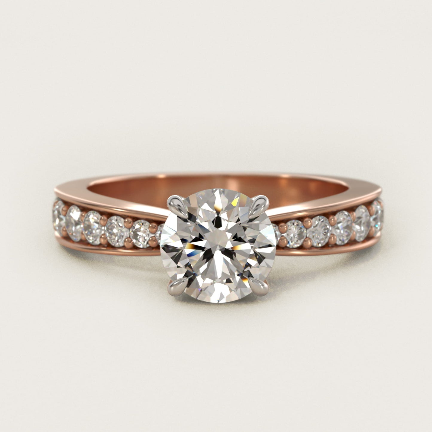 Perfect PavŽ Diamond Engagement Ring In 18k Rose Gold By James Allen - Round Center