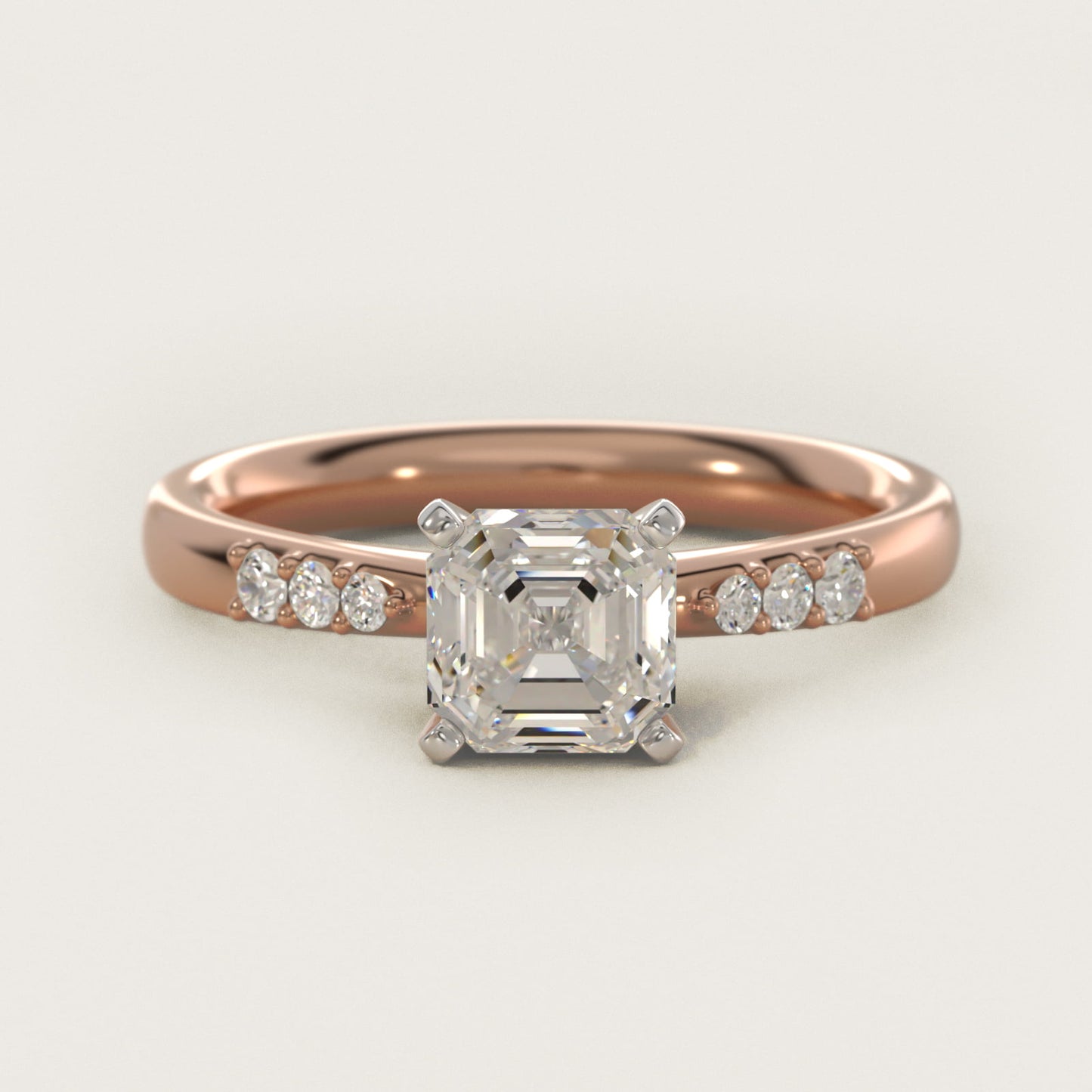 Petite Diamond Engagement Ring in 18k Rose Gold (1/10 ct. tw.) - Asscher Center