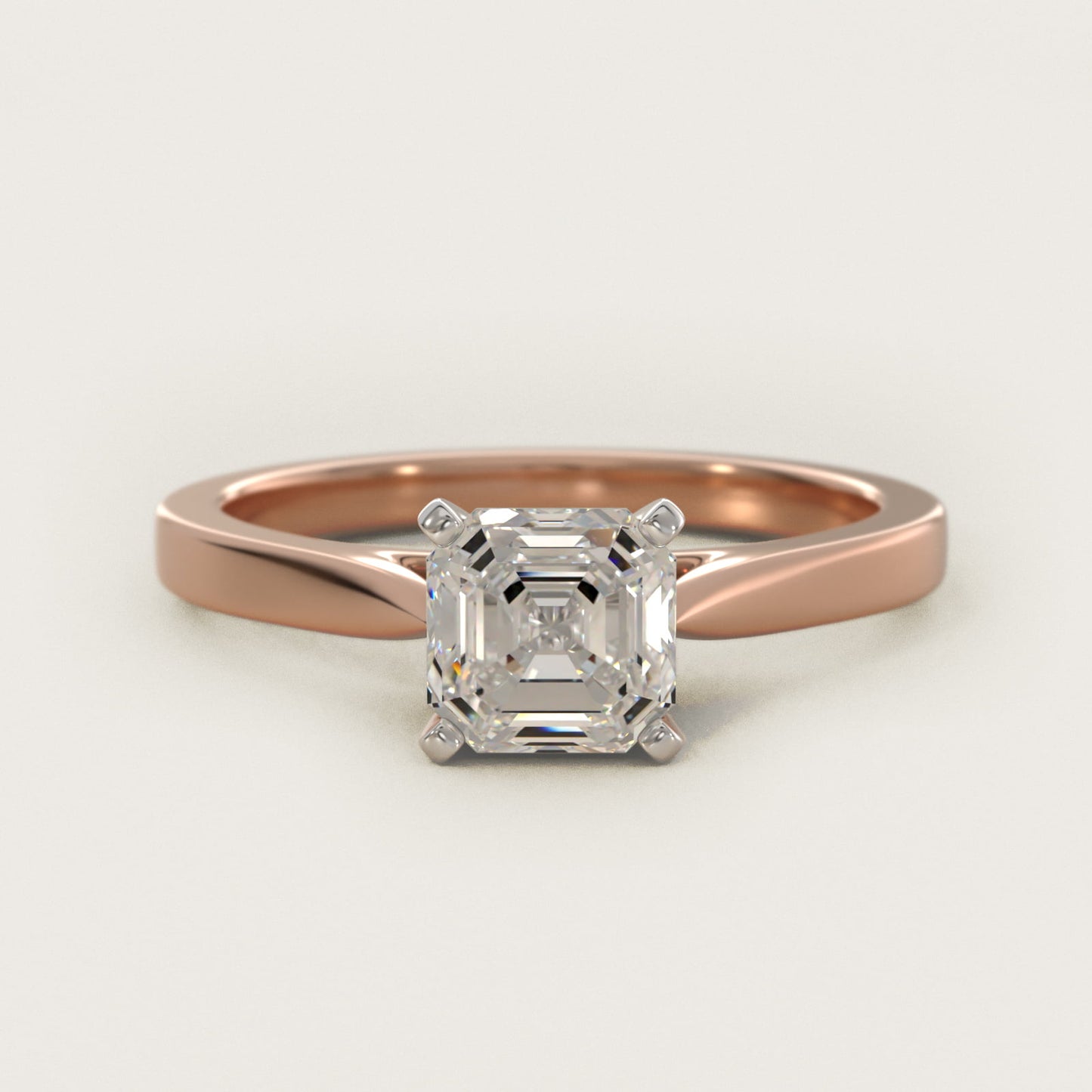 Petite Cathedral Solitaire Engagement Ring in 14k Rose Gold - Asscher Center