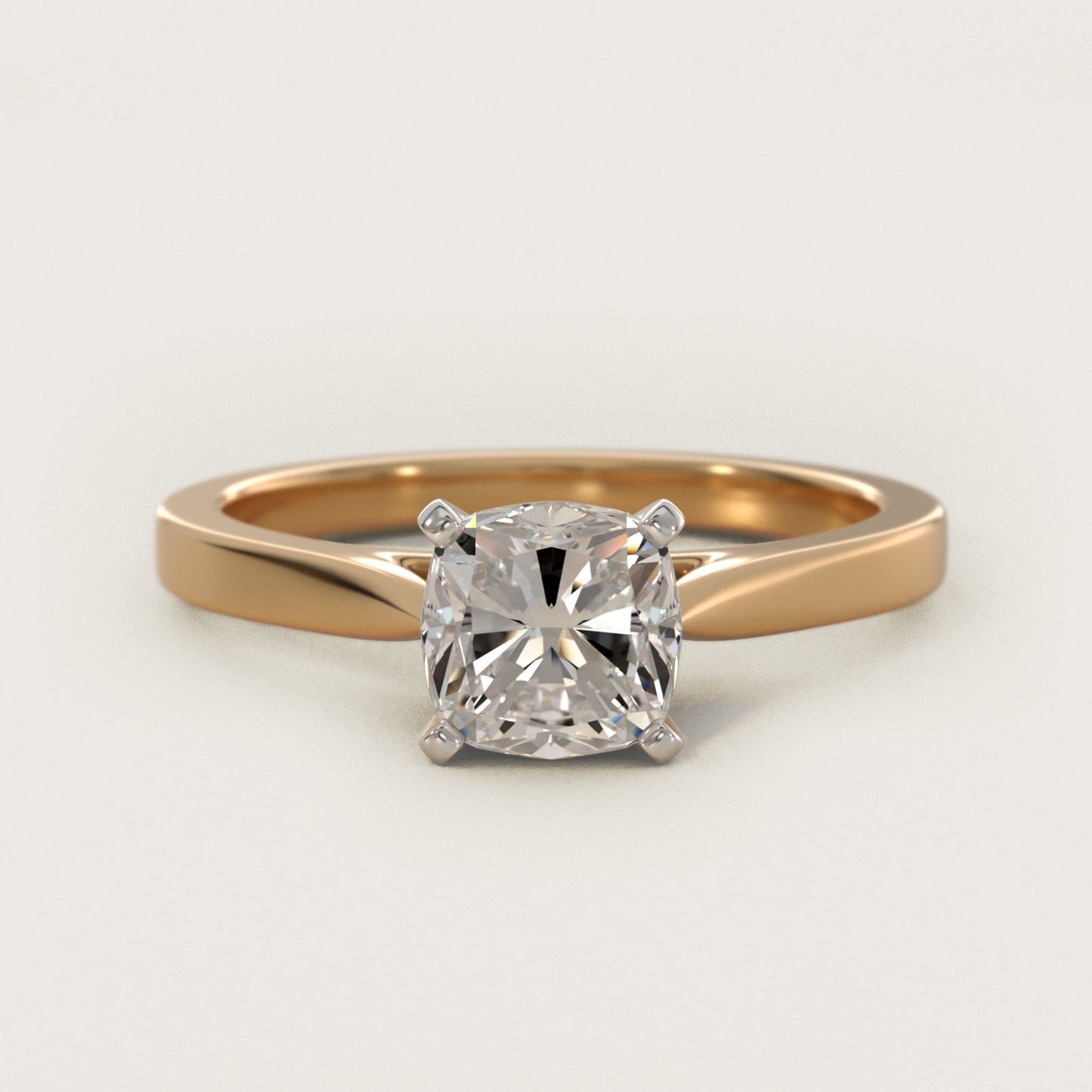 Petite Cathedral Solitaire Engagement Ring in 14k Yellow Gold - Cushion Center