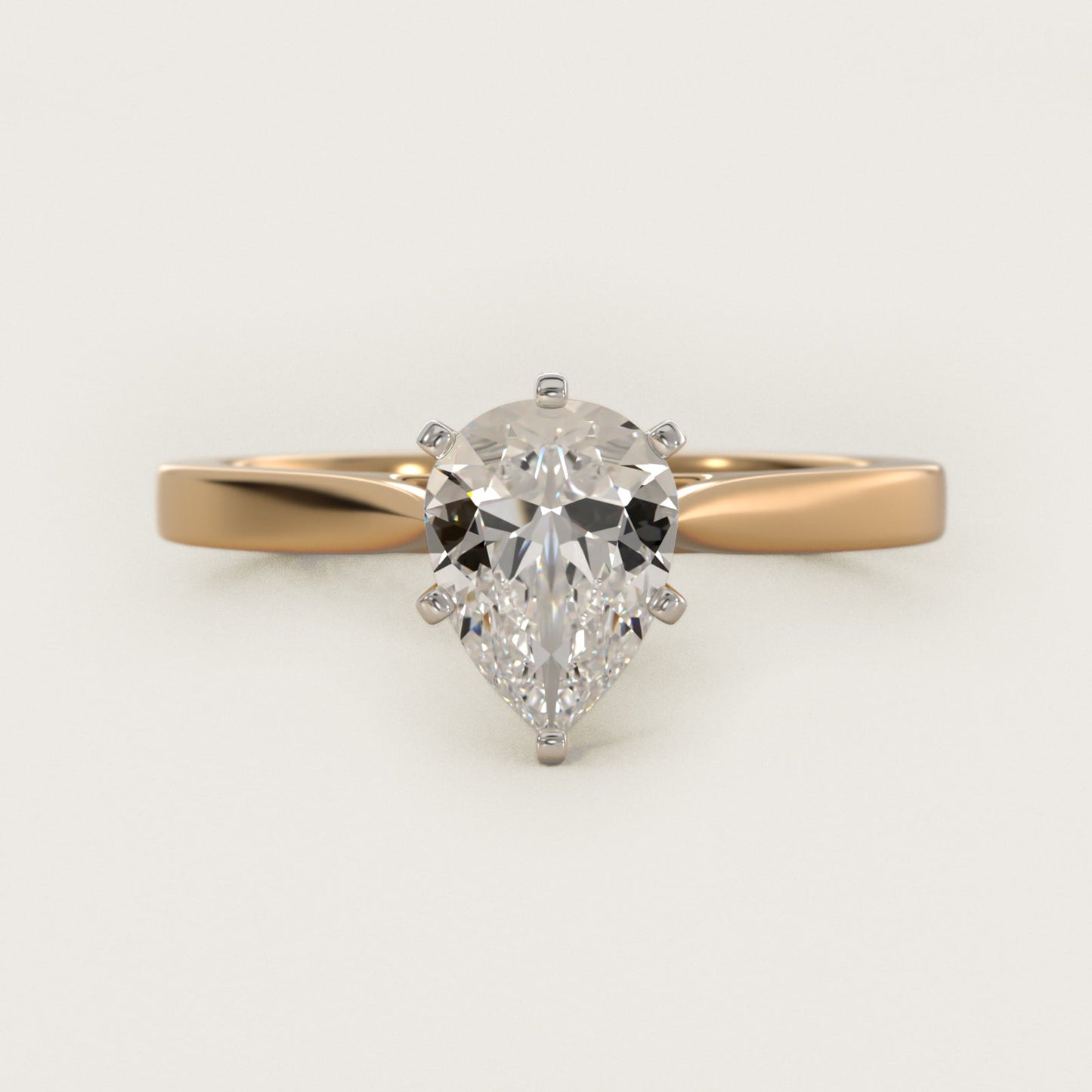 Petite Cathedral Solitaire Engagement Ring in 18k Yellow Gold - Pear Center