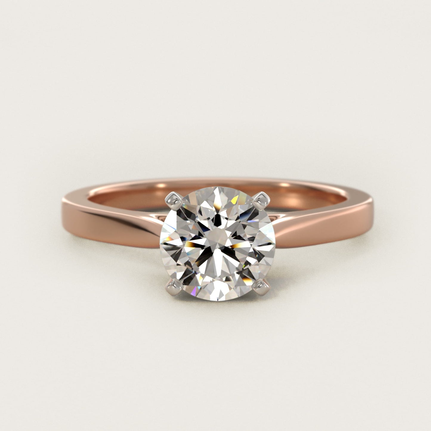 Petite Cathedral Solitaire Engagement Ring in 18k Rose Gold - Round Center