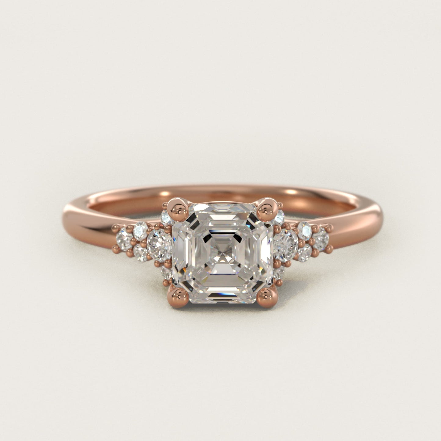 Petite Constellations Diamond Engagement Ring in 18k Rose Gold (1/8 ct. tw.) - Asscher Center