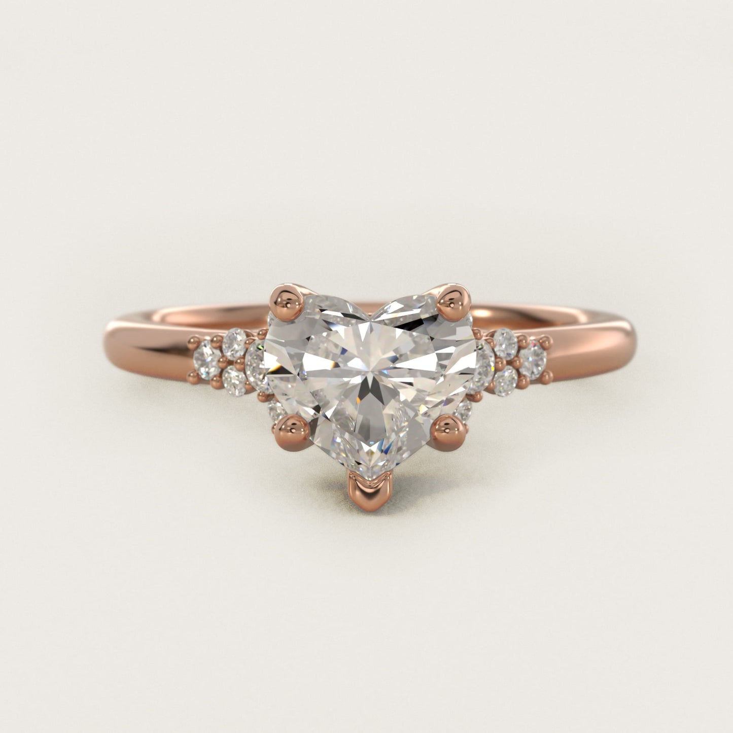 Petite Constellations Diamond Engagement Ring in 18k Rose Gold (1/8 ct. tw.) - Heart Center