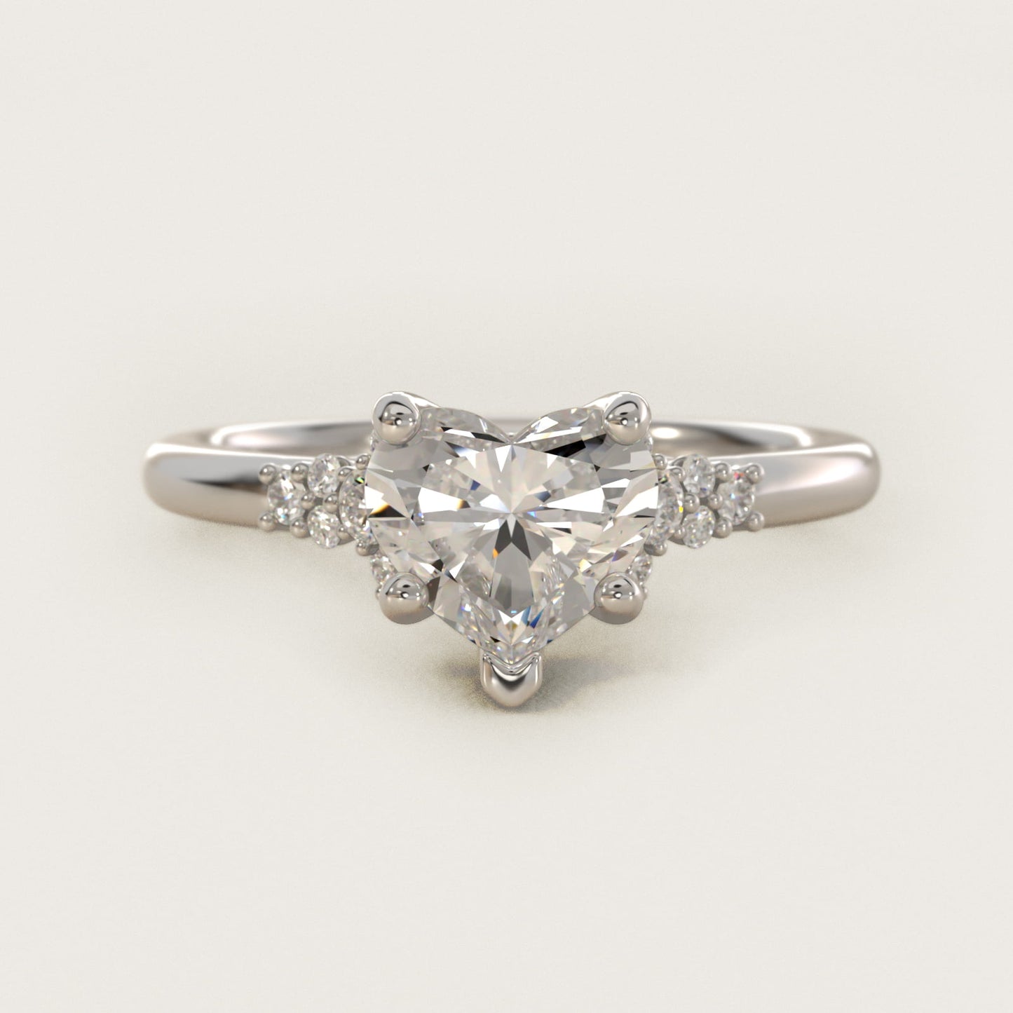 Petite Constellations Diamond Engagement Ring in 14k White Gold (1/8 ct. tw.) - Heart Center