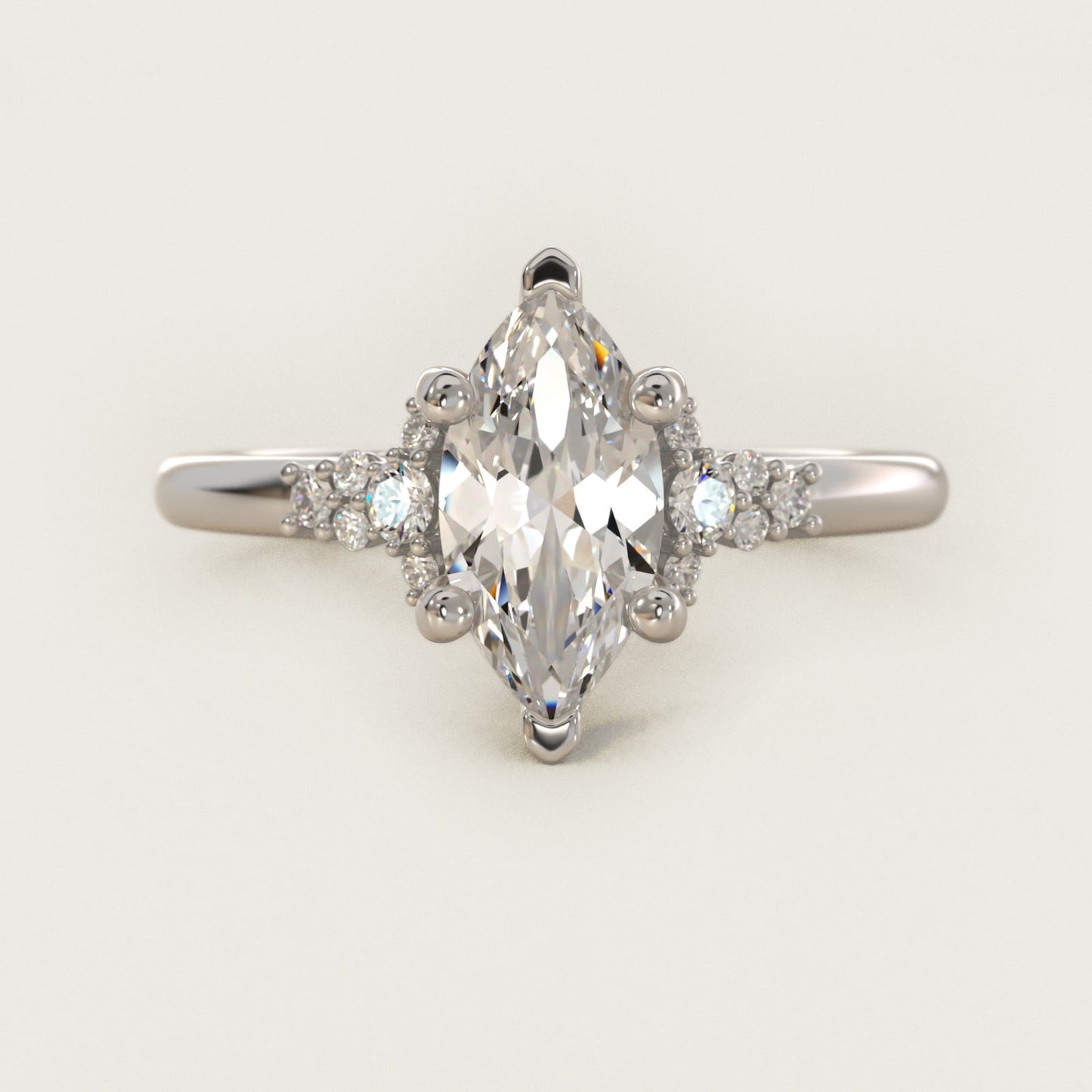 Petite Constellations Diamond Engagement Ring in 14k White Gold (1/8 ct. tw.) - Marquise Center