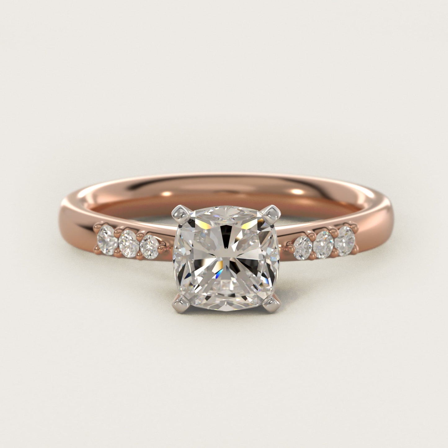 Petite Diamond Engagement Ring in 14k Rose Gold (1/10 ct. tw.) - Cushion Center