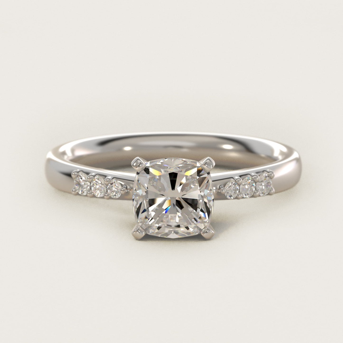 Petite Diamond Engagement Ring in Platinum (1/10 ct. tw.) - Cushion Center