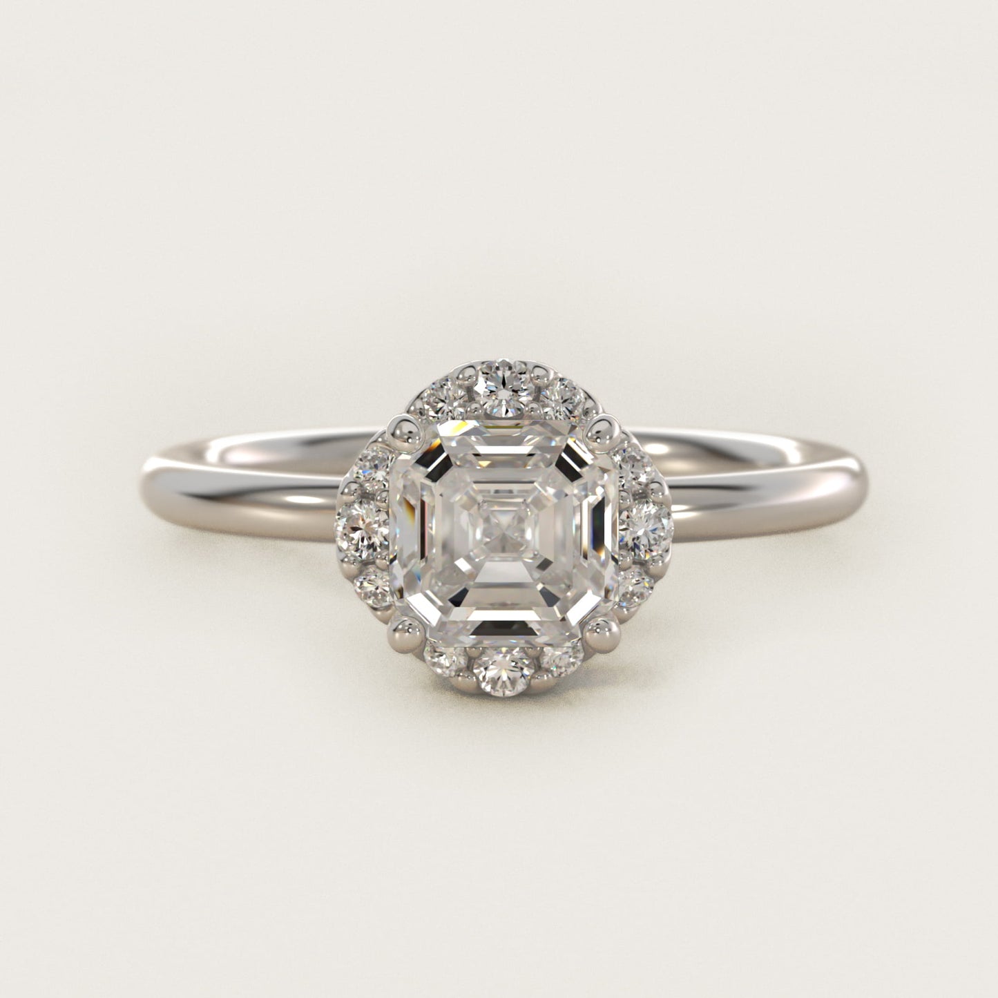 Petite Floral Halo Diamond Engagement Ring in 18k White Gold (1/10 ct. tw.) - Asscher Center