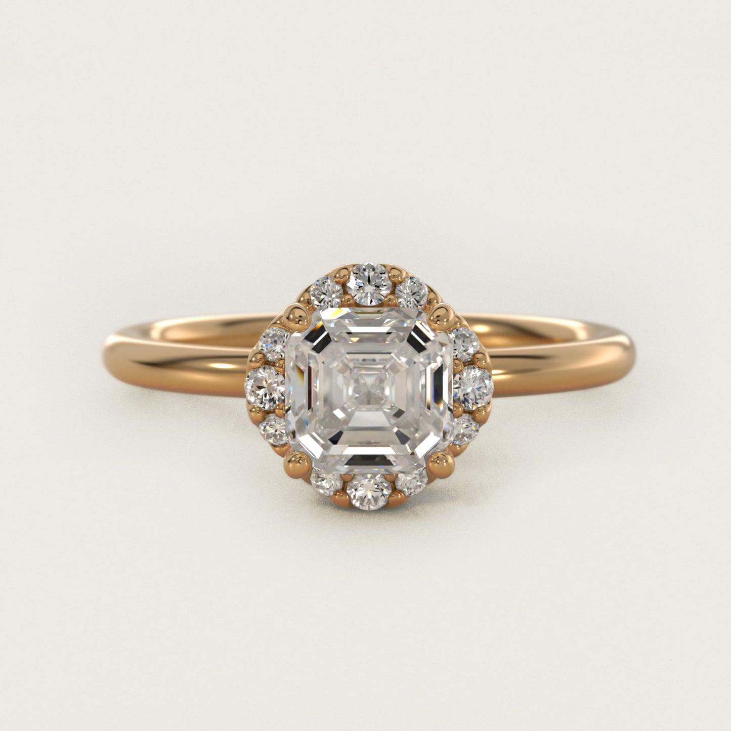 Petite Floral Halo Diamond Engagement Ring in 18k Yellow Gold (1/10 ct. tw.) - Asscher Center