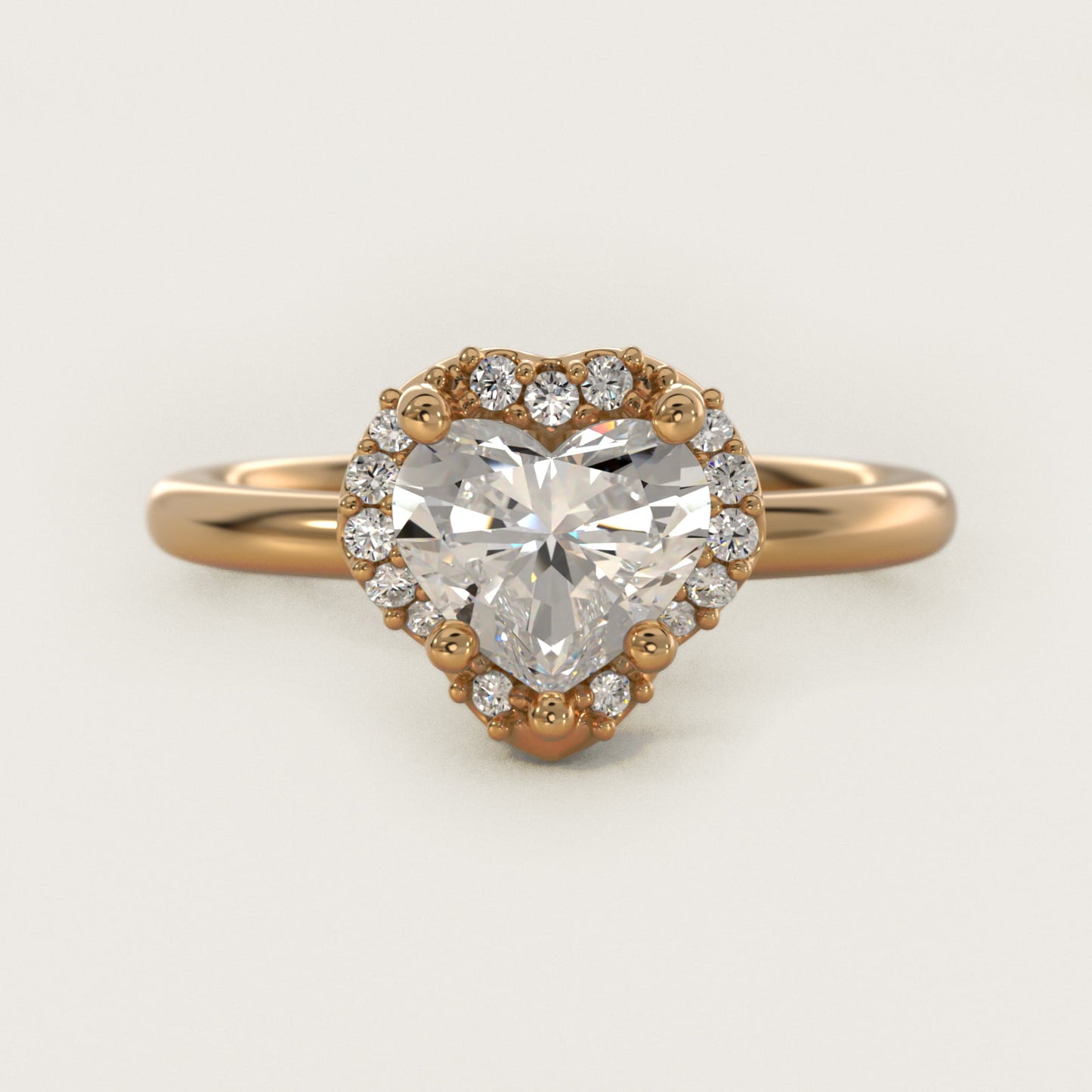 Petite Floral Halo Diamond Engagement Ring in 14k Yellow Gold (1/10 ct. tw.) - Heart Center