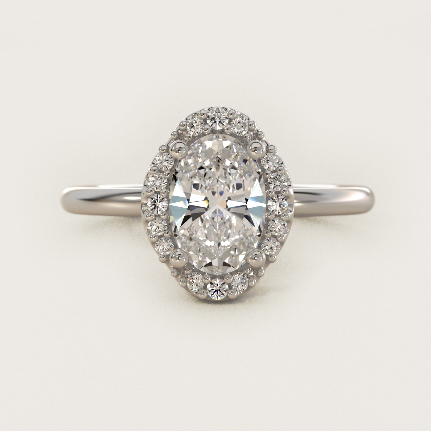 Petite Floral Halo Diamond Engagement Ring in 18k White Gold (1/10 ct. tw.) - Oval Center