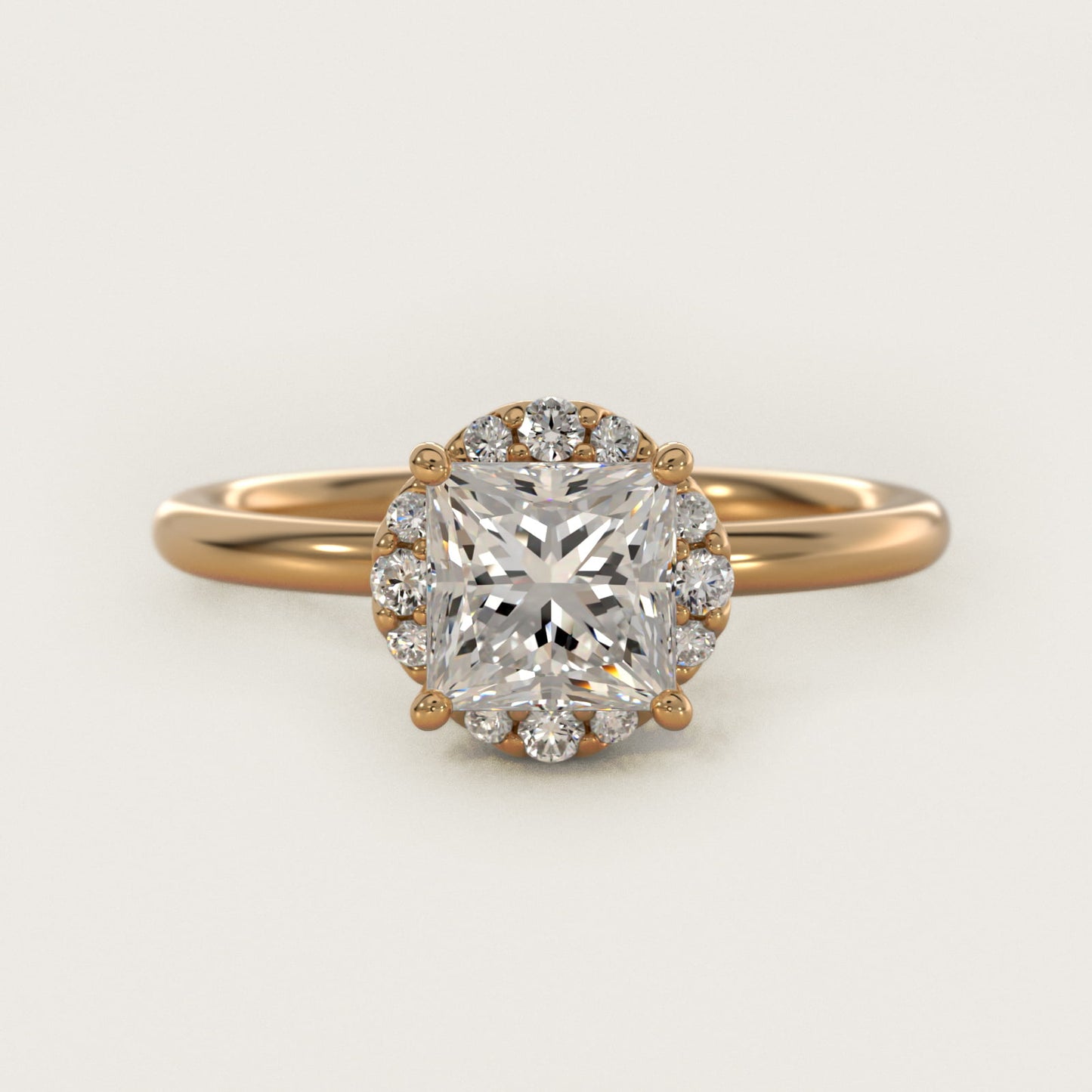 Petite Floral Halo Diamond Engagement Ring in 18k Yellow Gold (1/10 ct. tw.) - Princess Center
