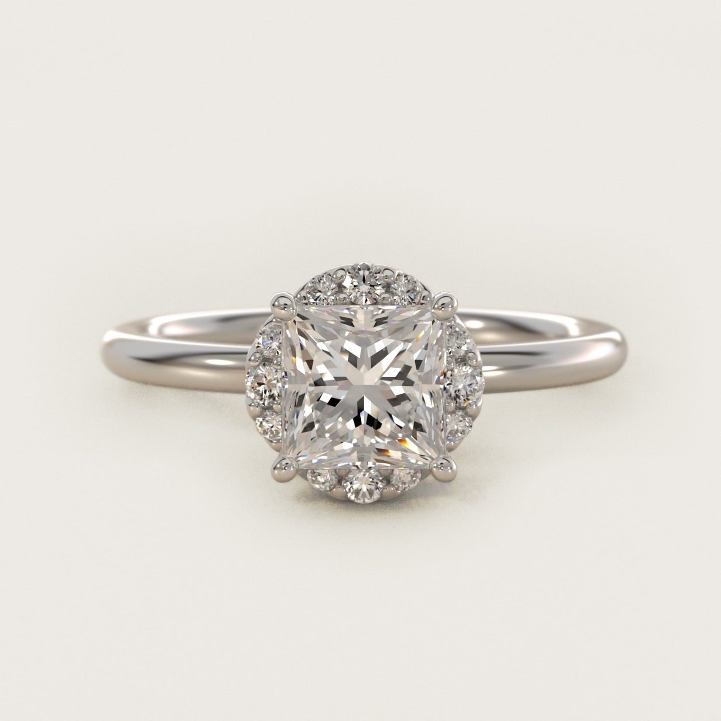 Petite Floral Halo Diamond Engagement Ring in Platinum (1/10 ct. tw.) - Princess Center