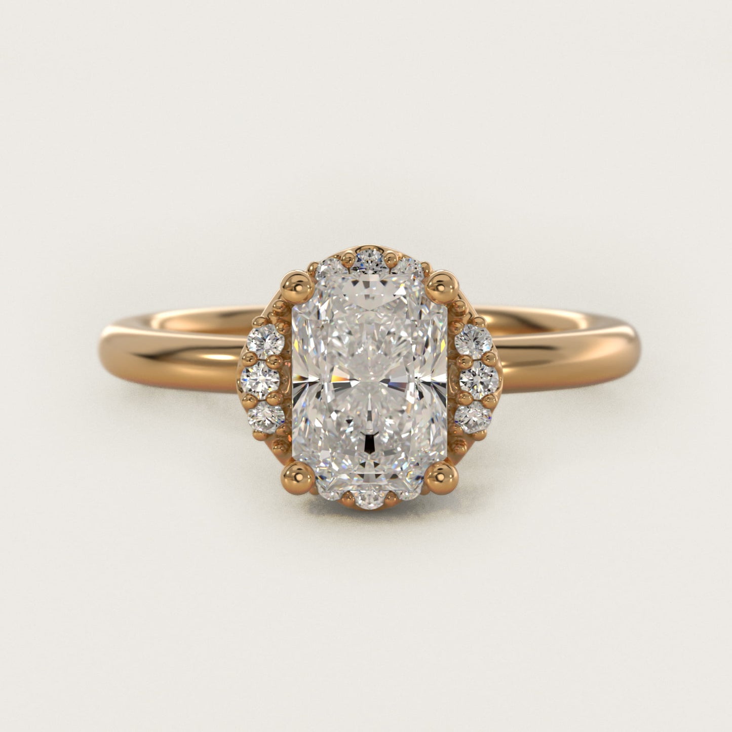 Petite Floral Halo Diamond Engagement Ring in 14k Yellow Gold (1/10 ct. tw.) - Radiant Center