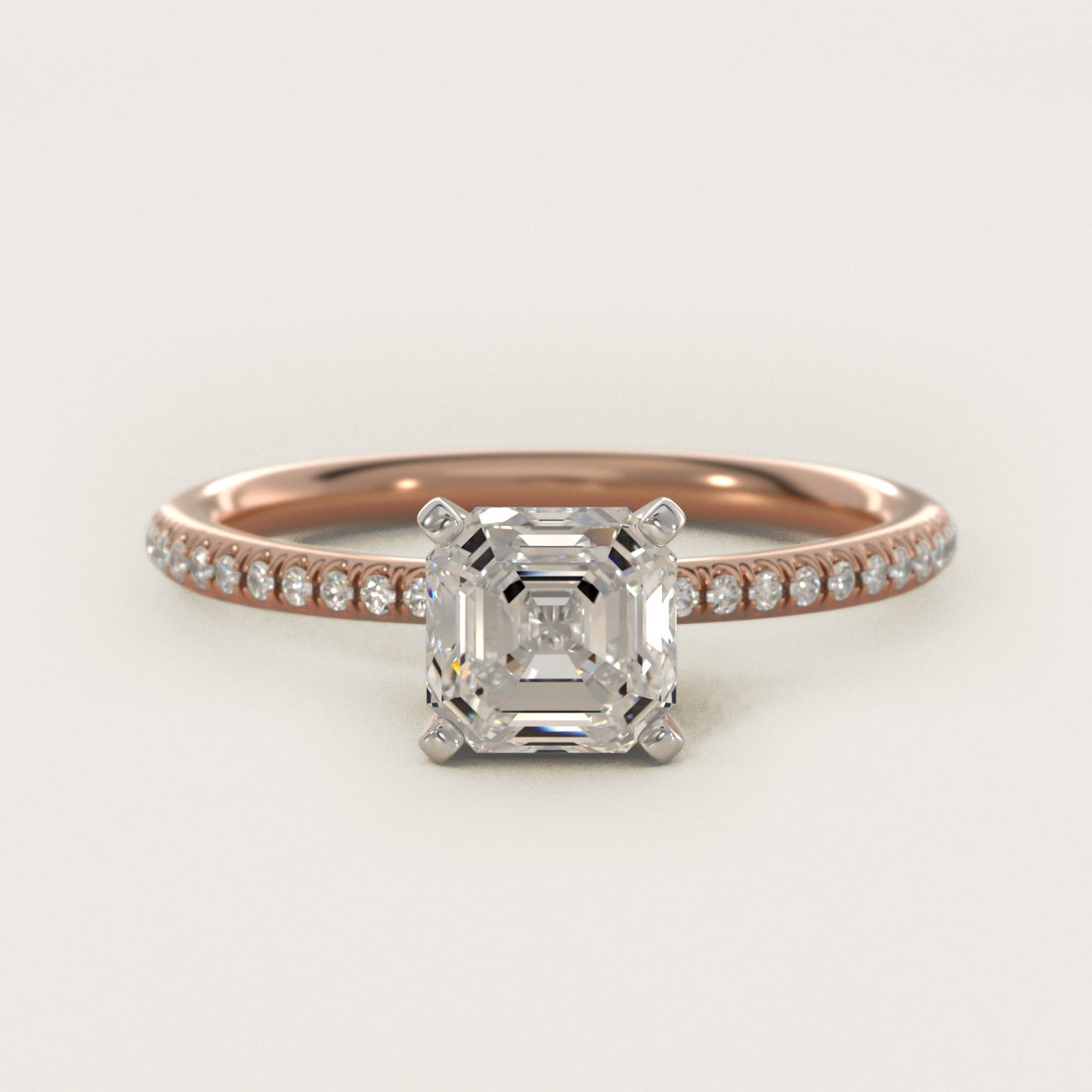 Petite MicropavŽ Diamond Engagement Ring in 14k Rose Gold (1/10 ct. tw.) - Asscher Center
