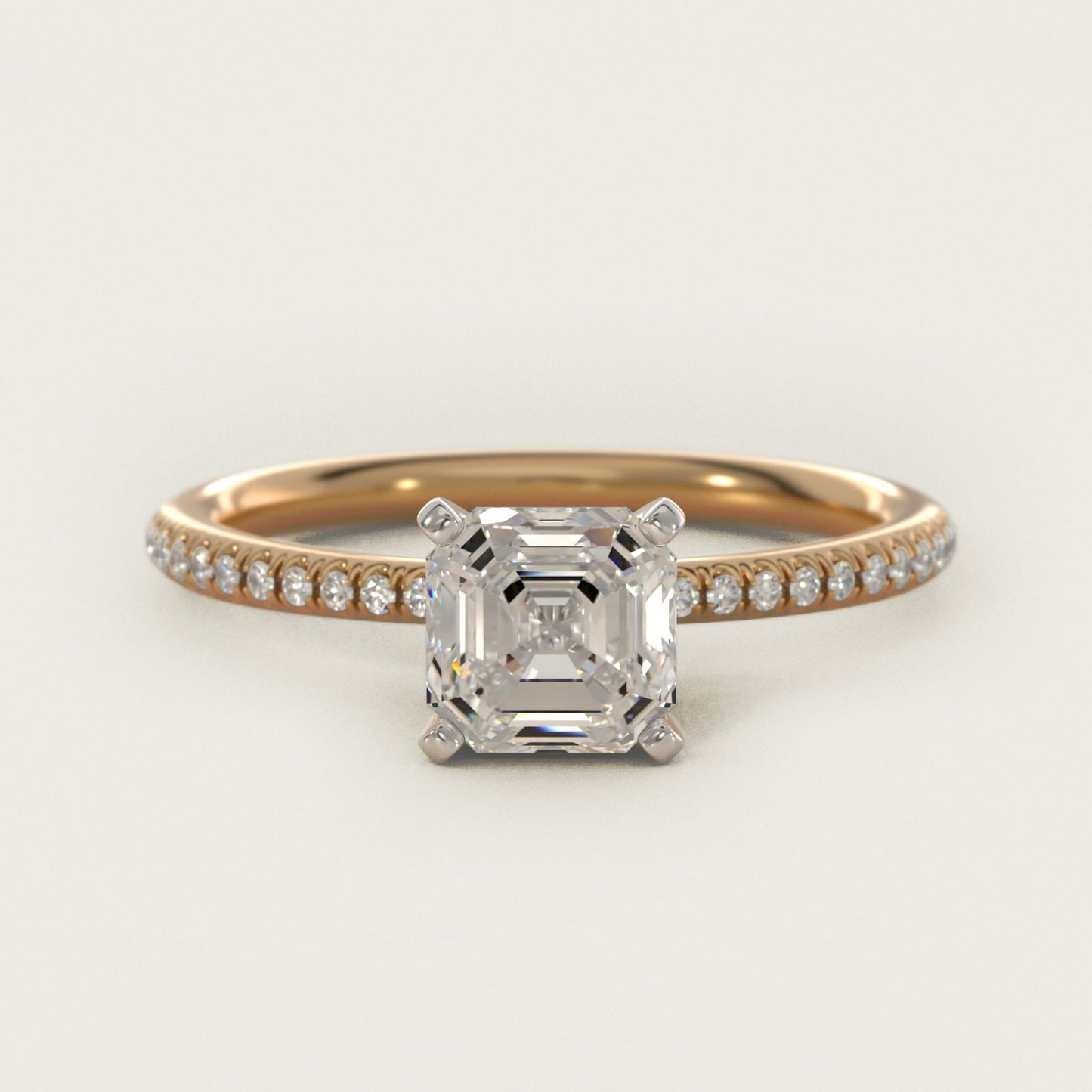 Petite MicropavŽ Diamond Engagement Ring in 14k Yellow Gold (1/10 ct. tw.) - Asscher Center