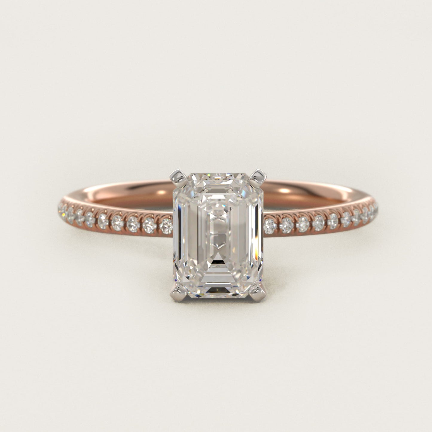 Petite MicropavŽ Diamond Engagement Ring in 18k Rose Gold (1/10 ct. tw.) - Emerald Center