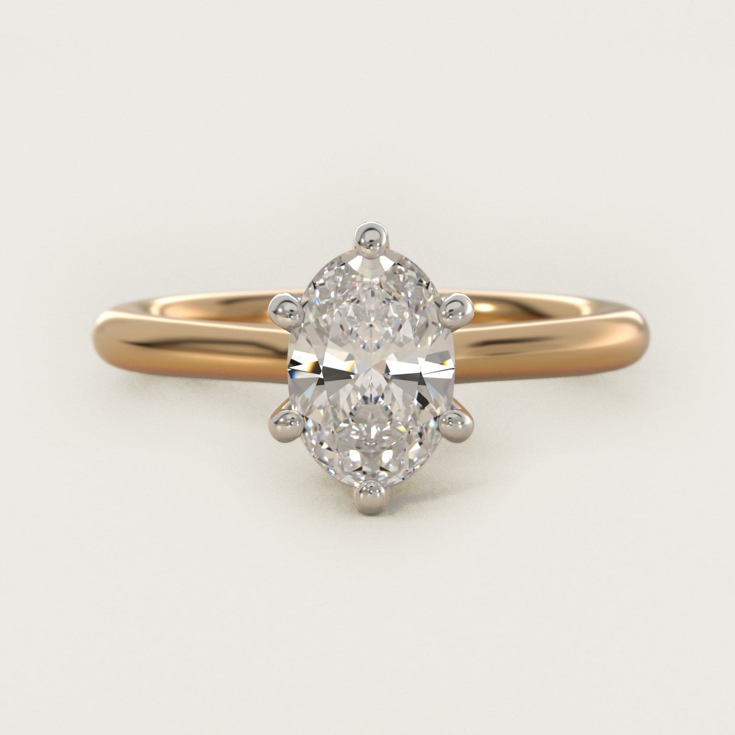 Petite Nouveau Six-Prong Solitaire Engagement Ring in 14K Yellow Gold - Oval Center