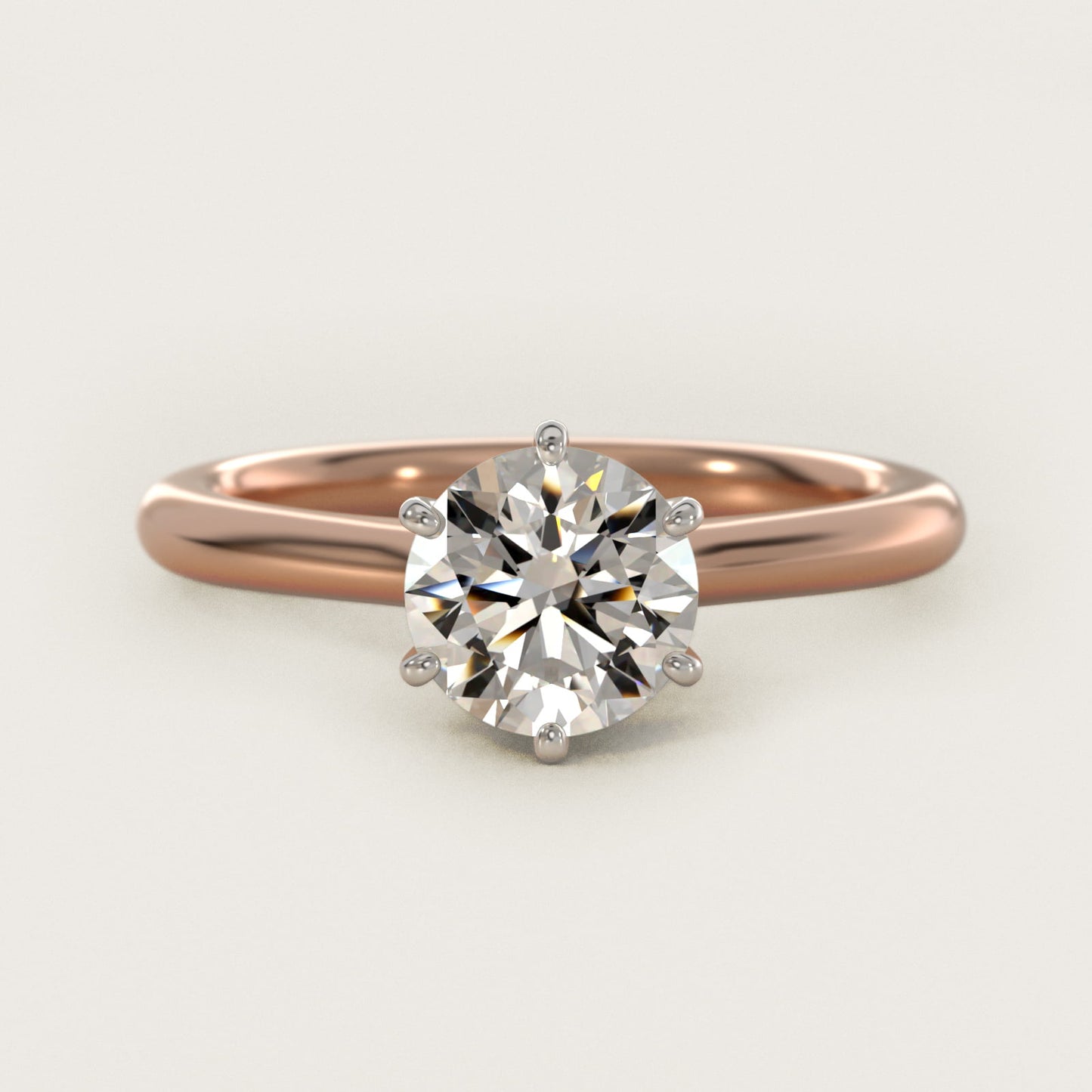 Petite Nouveau Six-Prong Solitaire Engagement Ring in 14k Rose Gold - Round Center