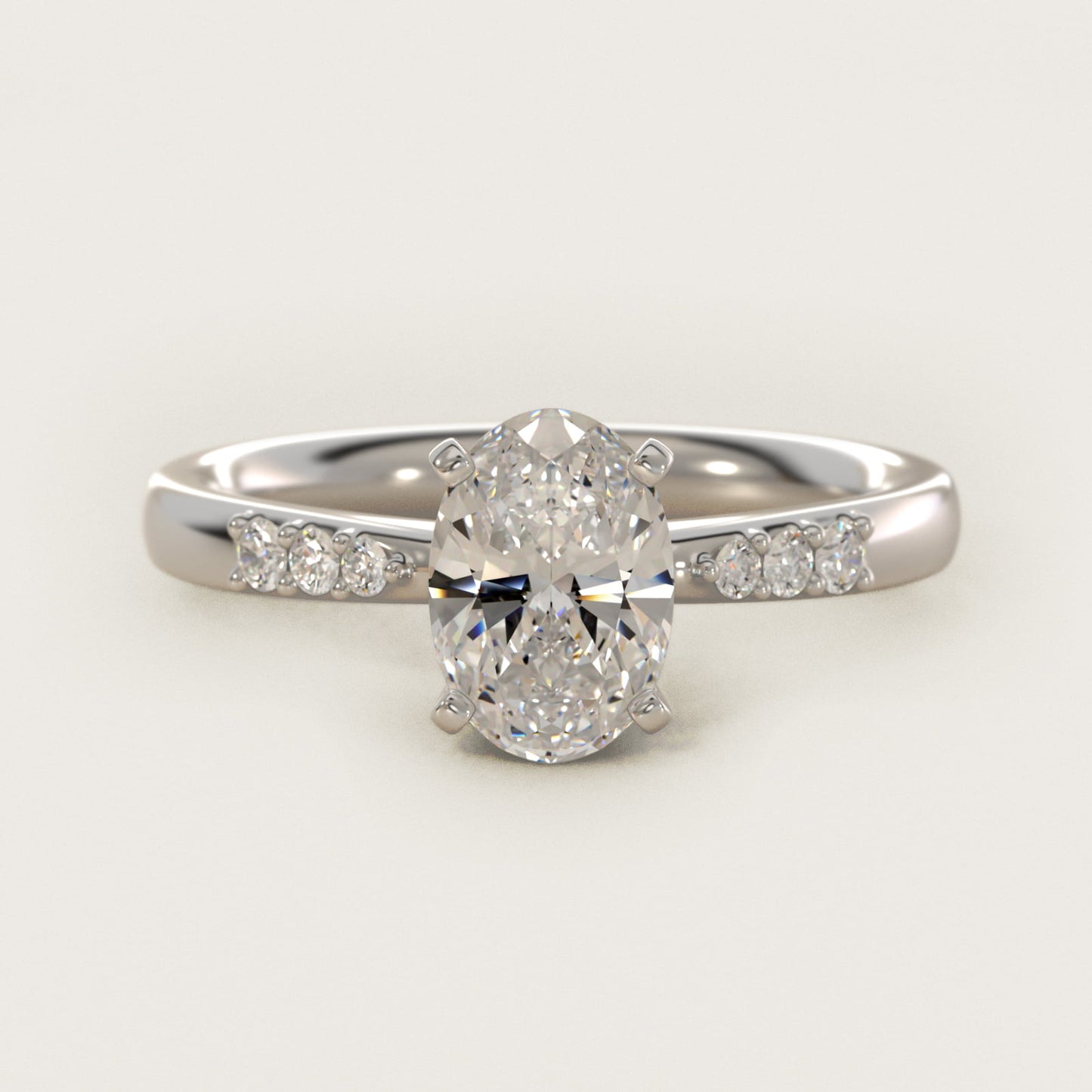Petite Diamond Engagement Ring in 18k White Gold (1/10 ct. tw.) - Oval Center