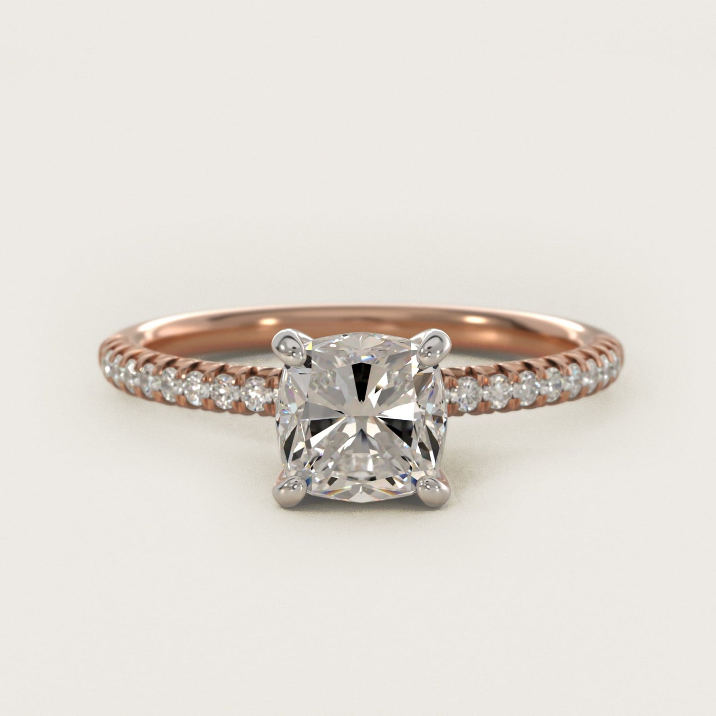Petite Pav? Diamond Engagement Ring In 18k Rose Gold By James Allen - Cushion Center