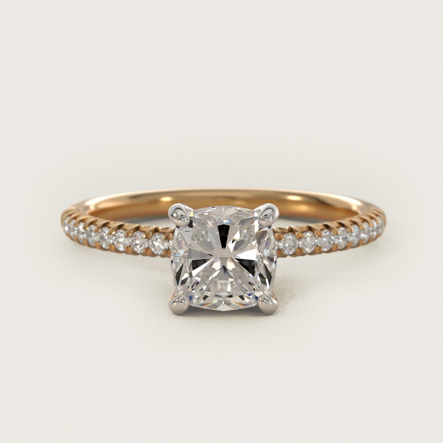 Petite Pav? Diamond Engagement Ring In 18k Yellow Gold By James Allen - Cushion Center