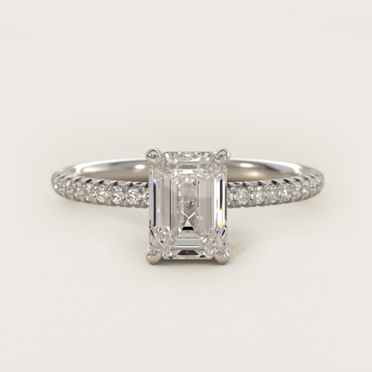 Petite Pav? Diamond Engagement Ring In 18k White Gold By James Allen - Emerald Center