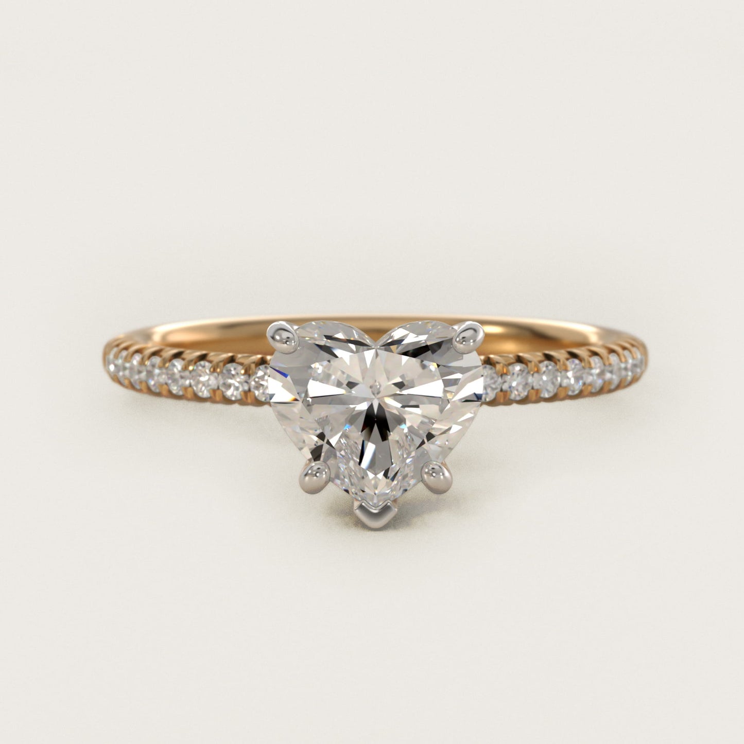Petite PavŽ Diamond Engagement Ring In 14K Yellow Gold By James Allen - Heart Center
