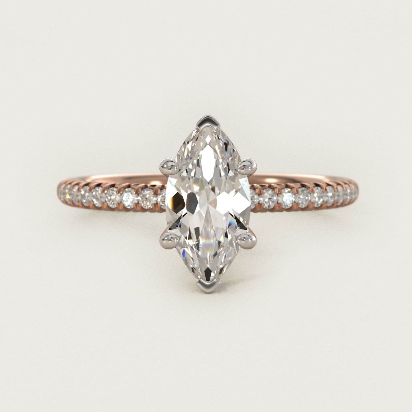 Petite Pav? Diamond Engagement Ring In 18k Rose Gold By James Allen - Marquise Center