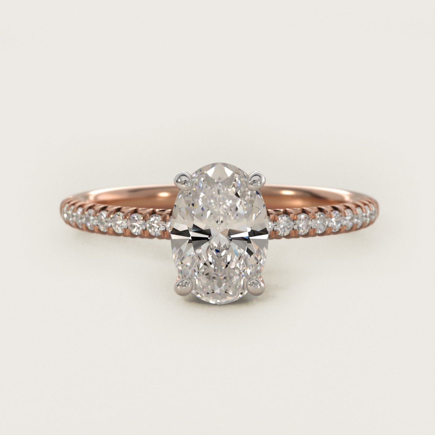 Petite PavŽ Diamond Engagement Ring In 14K Rose Gold By James Allen - Oval Center