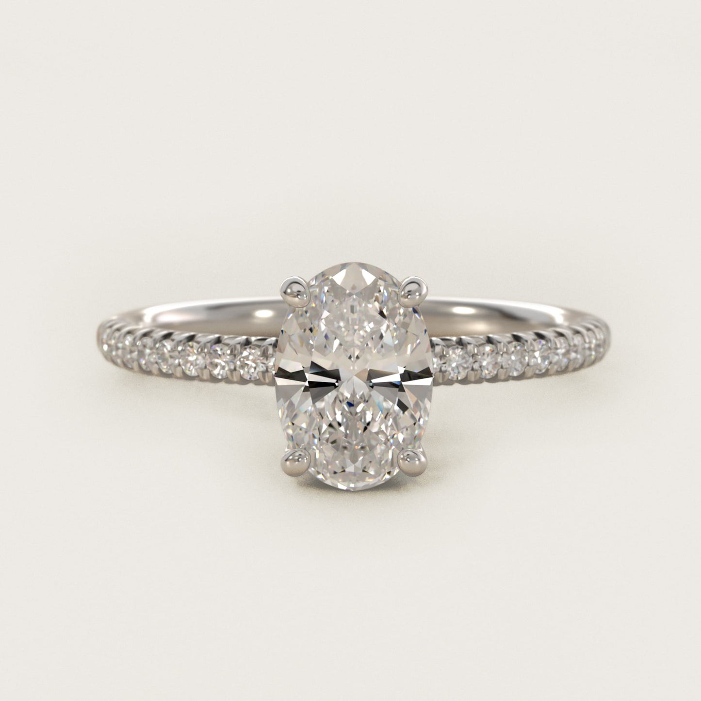 Petite PavŽ Diamond Engagement Ring In 14K White Gold By James Allen - Oval Center